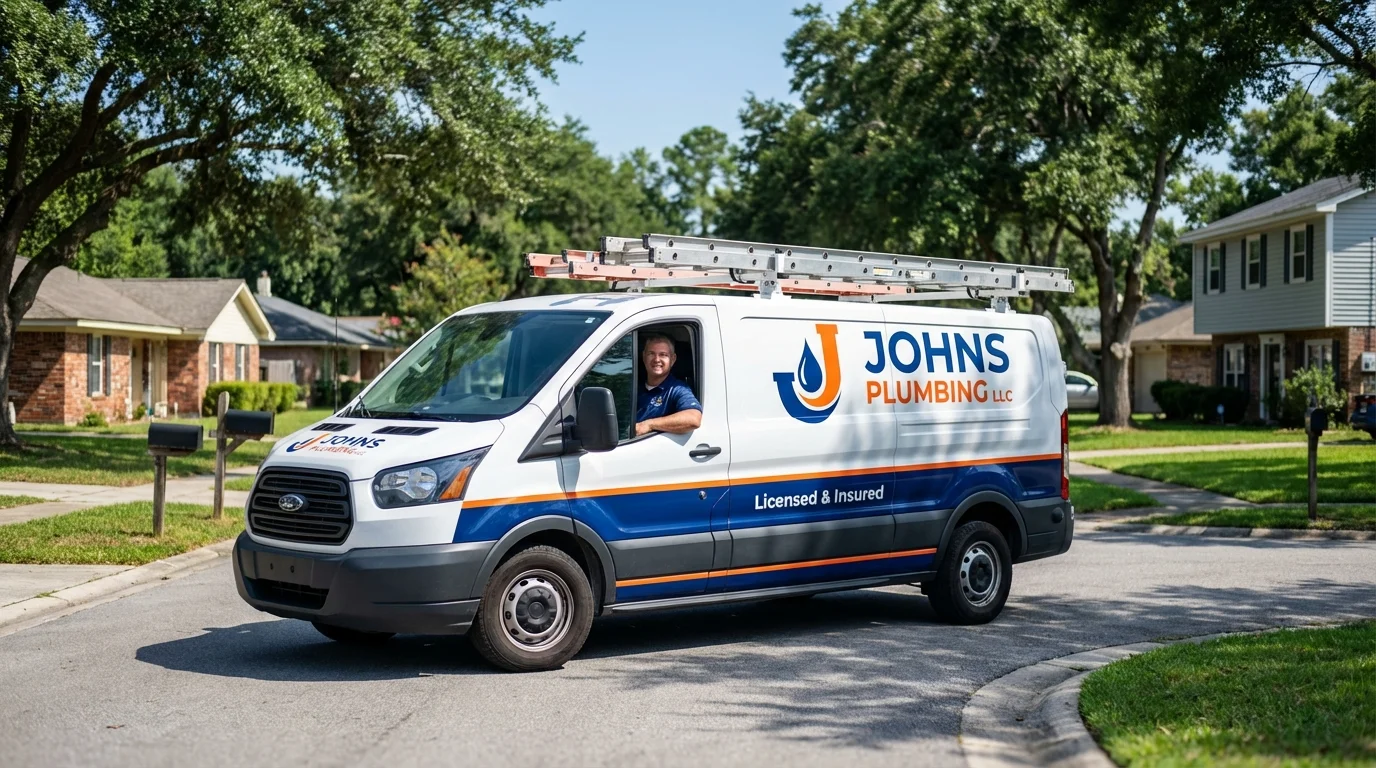 Johns Plumbing LLC service van in Latham, NY