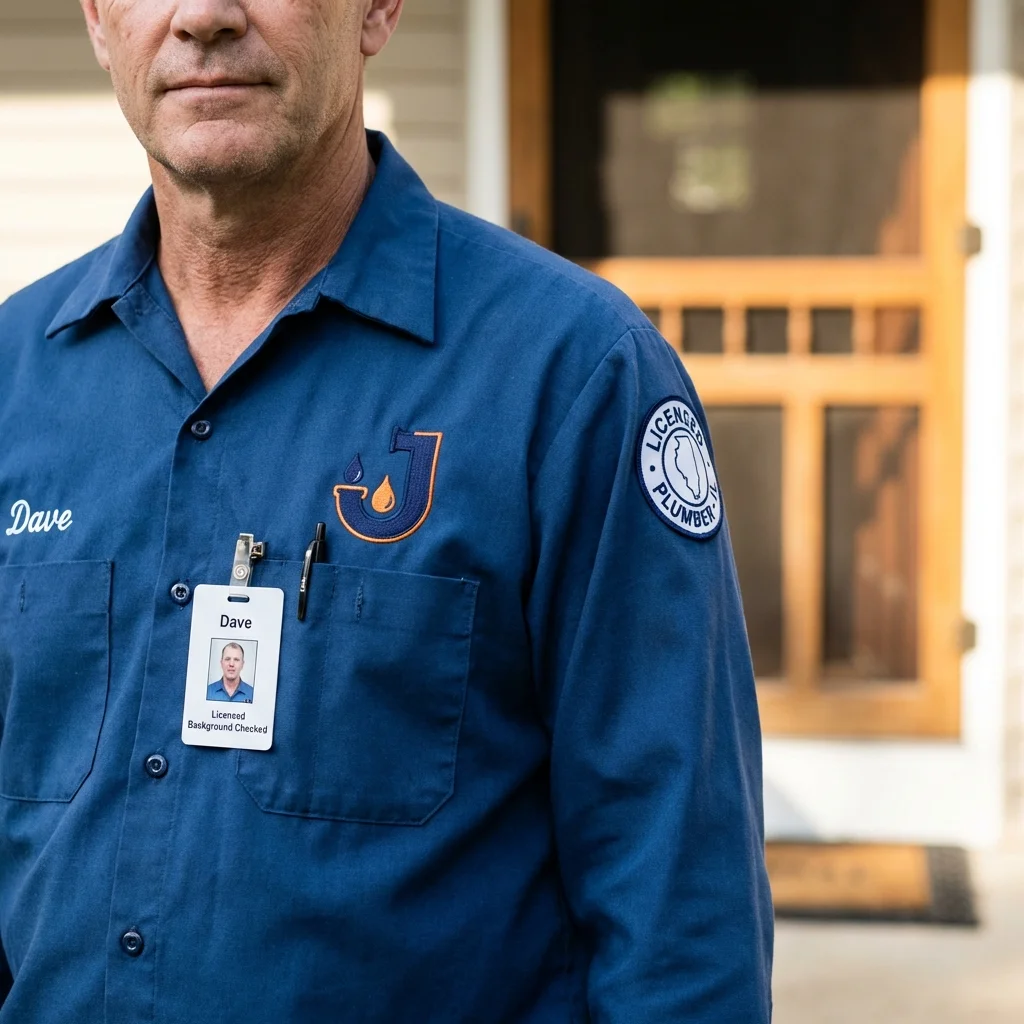 Licensed plumber showing ID badge in Latham, NY