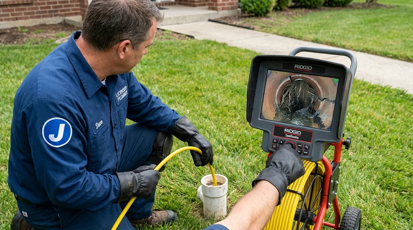 Sewer camera inspection being performed by Johns Plumbing LLC in Latham