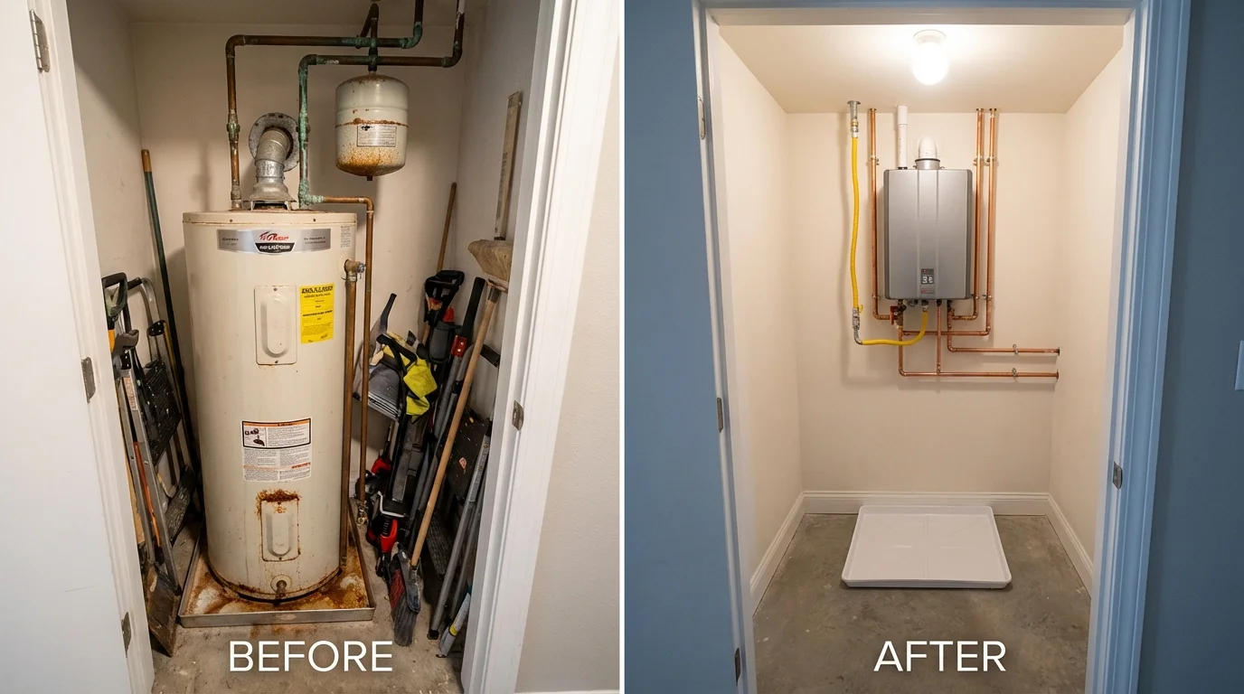 Tank water heater versus wall-mounted tankless unit comparison for Latham, NY homeowners